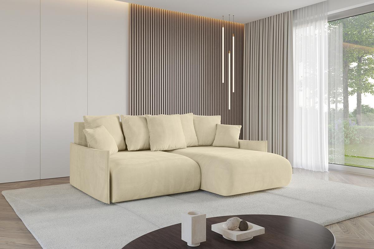 ECKSOFA Ottomane rechts ONESK-L -v1 216x177x72 Beige Velours - Taupe, Holzwerkstoff/Kunststoff (177/216cm) - ALTDECOR