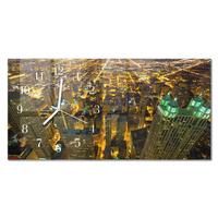 WANDUHR aus Glas 60x30 cm - Stadt bei Nacht - Gelb, Glas (60/30/0.4cm) - TULUP