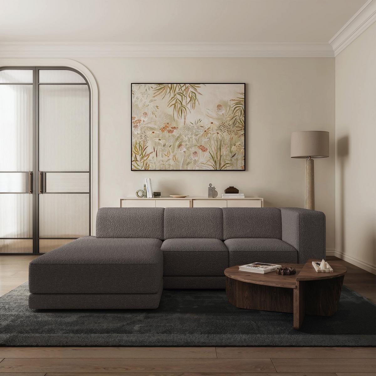 ECKSOFA Novals L-Form, 4-Sitzer, links 278 cm - Schwarz/Braun, Holz/Kunststoff (278/168cm) - Selsey