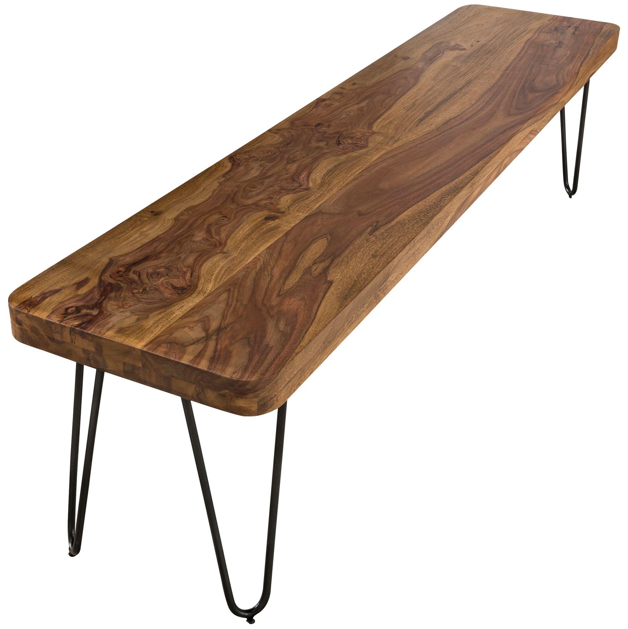 SITZBANK BALU Massivholz Metallbeine Landhausstil, Braun 120x40x45 cm - Schwarz/Braun, Holz/Metall (120/45/40cm) - KADIMA DESIGN
