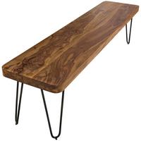 SITZBANK BALU Massivholz Metallbeine Landhausstil, Braun 120x40x45 cm - Schwarz/Braun, Holz/Metall (120/45/40cm) - KADIMA DESIGN