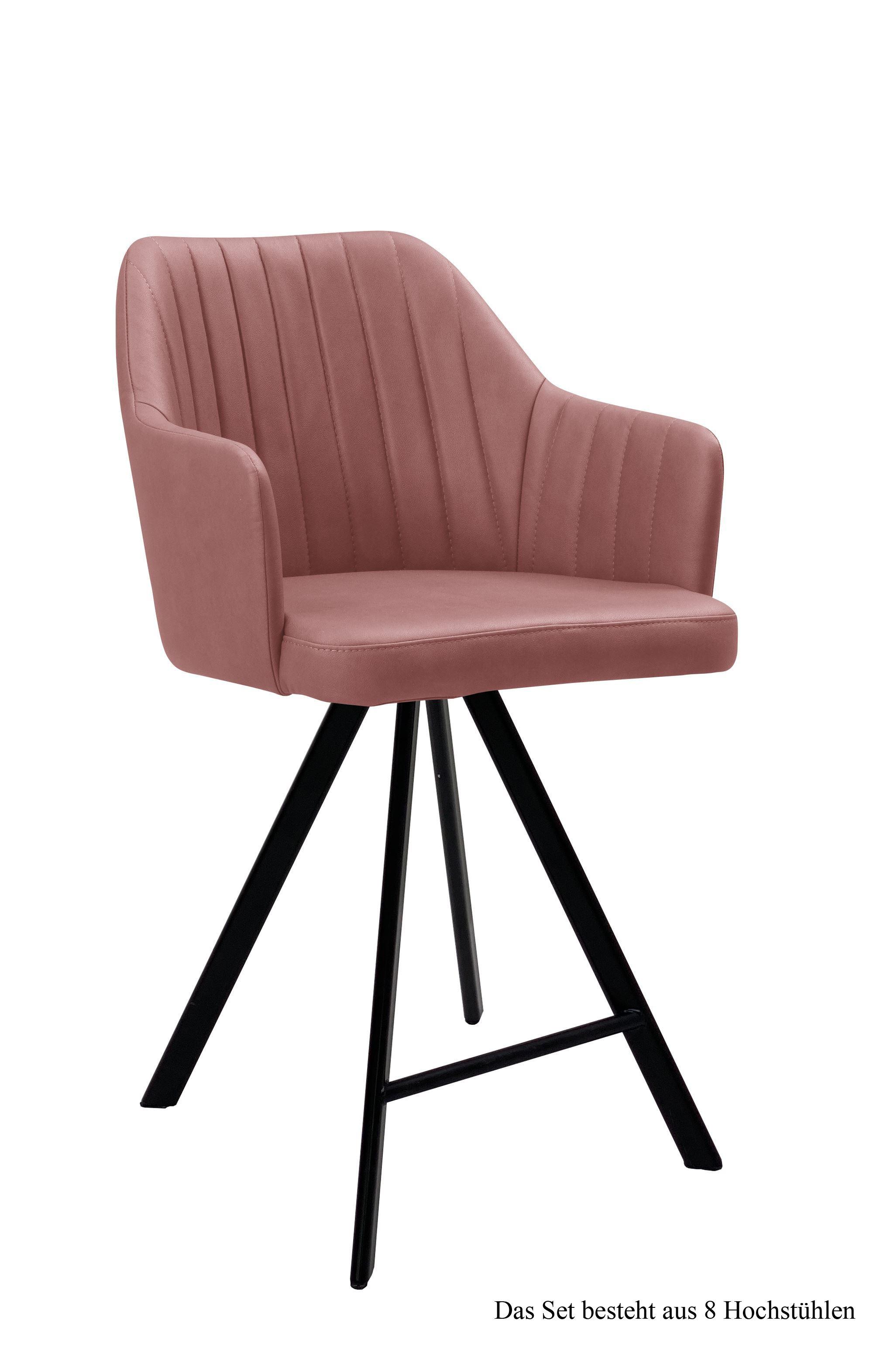 THEKENSTUHL drehbar (8er-Set) Diannne 58x98x60 Schwarz/Rosewood - Dunkelrosa/Schwarz, Kunststoff (60/98/58cm) - 58aufmkessel
