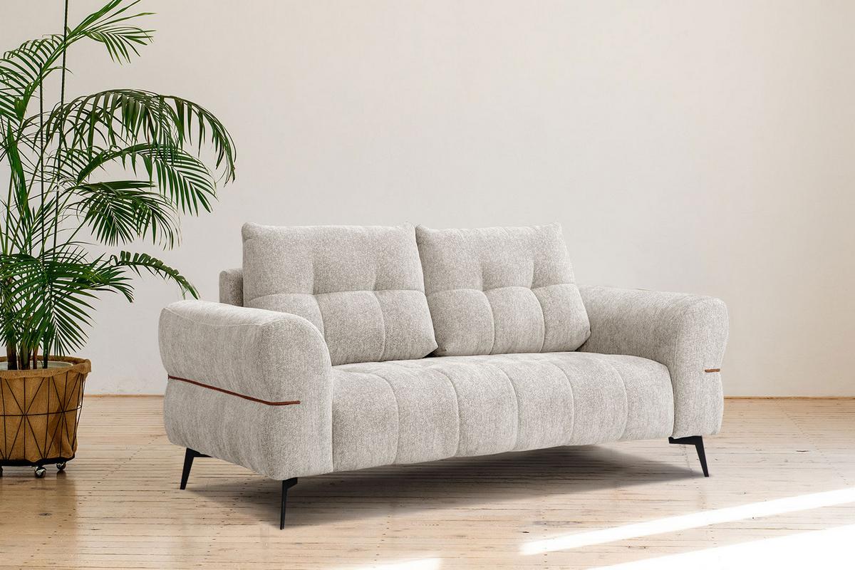 SOFA SALVINI 2,5-Sitzer, ecru - Ecru/Schwarz, Holzwerkstoff/Textil (176/88/99cm) - Wozimo