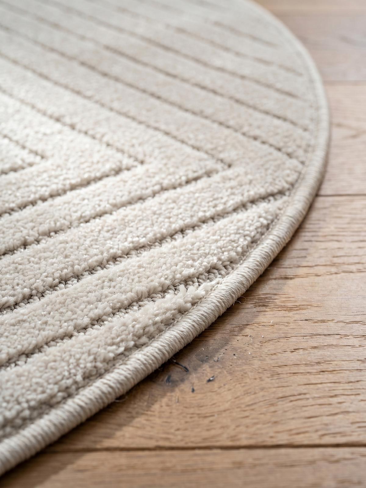 TEPPICH Outdoor ENGADIN in Creme, im Skandi-Stil mit 3D-Design, aus Polypropylen, Ø 200 cm - Beige, Textil (200/200cm) - KADIMA DESIGN