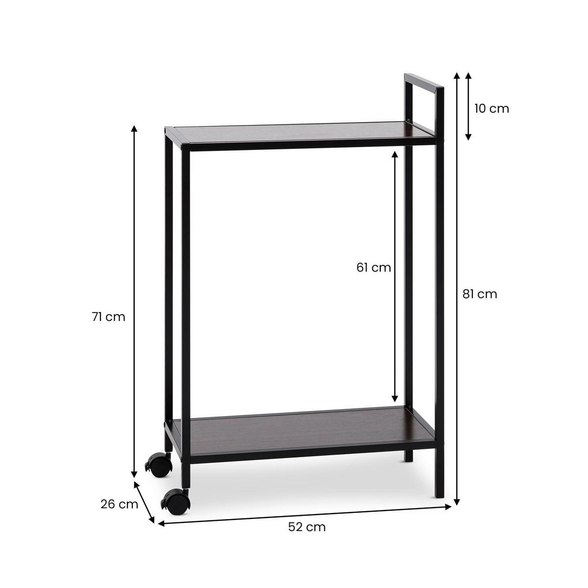 SERVIERWAGEN RIVO schwarz/Walnuß - Schwarz, Holzwerkstoff/Metall (52/81/26cm) - IDIMEX
