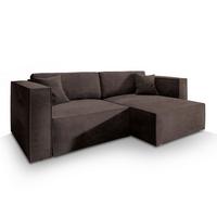ECKSOFA NERIO M Braun Velours-Stoff mit Schlaffunktion - Braun/Grau, Holz/Kunststoff (245/148cm) - MASSENO