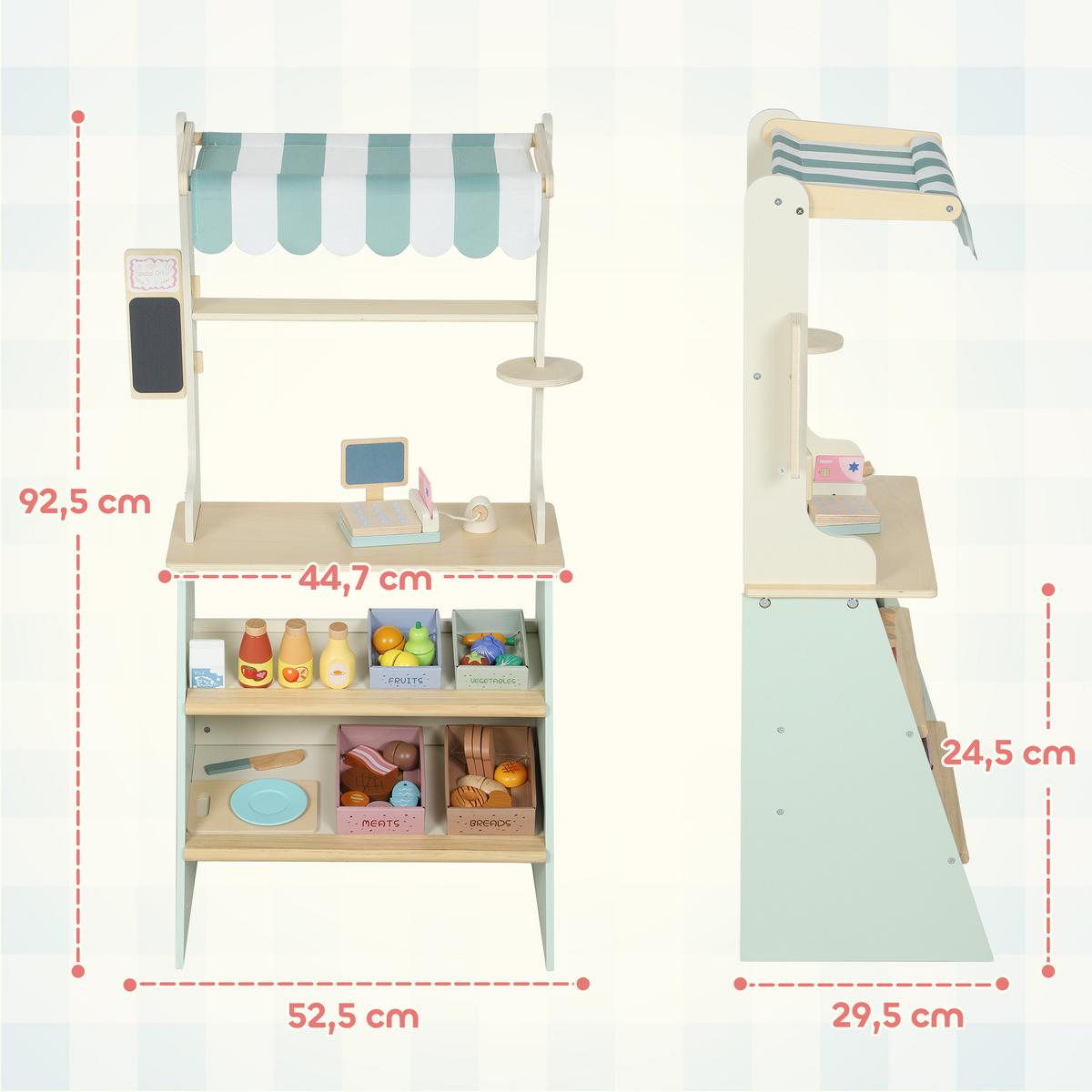 KINDER-KAUFLADEN MDF Kiefernholz Grün - Hellgrün, Holzwerkstoff (30/92.5/52cm) - AIYAPLAY
