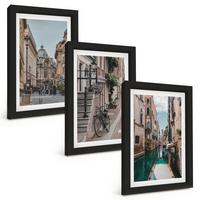 BILDER SET 3er Set - 20x30 cm Schwarzer Rahmen - Venedigs Wasserstraßen - Schwarz, Kunststoff (20/30cm) - TULUP