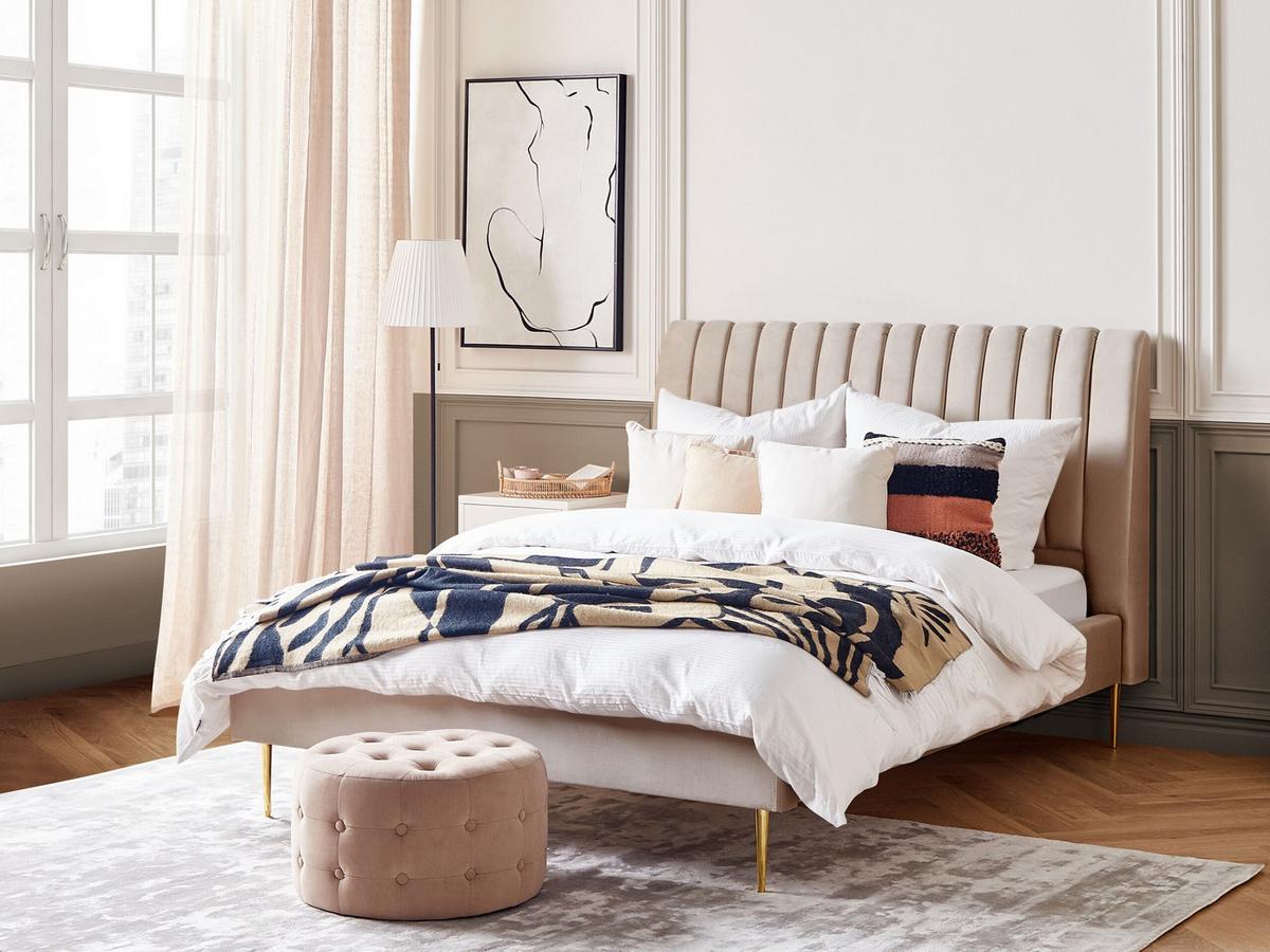 POLSTERBETT 140/200cm Sandbeige Marville - Beige, Textil (140/200cm) - Beliani