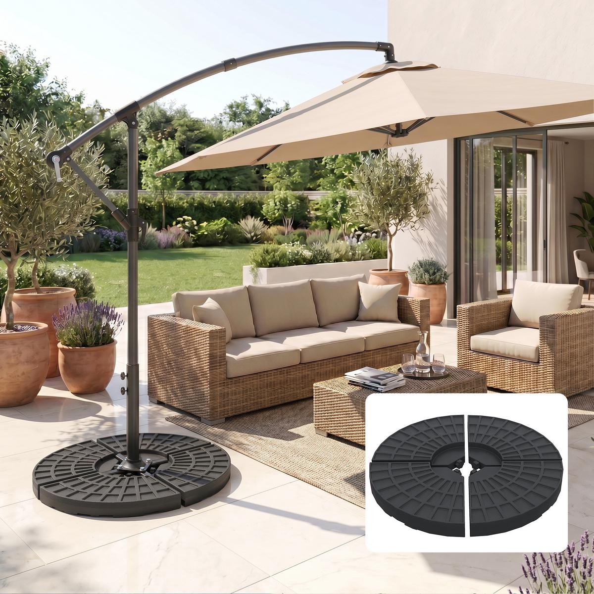SONNENSCHIRMGEWICHT 4er-Set für Sonnenschirm mit 52 kg Wasser oder 68 kg Sand befüllbar HDPE Schwarz - Schwarz, Kunststoff (48/48cm) - Outsunny