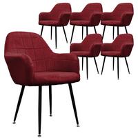 ESSZIMMERSTUHL 6er Set Bordeaux Samt - Bordeaux/Schwarz, Textil/Metall (60/84/58cm) - ECD-Germany