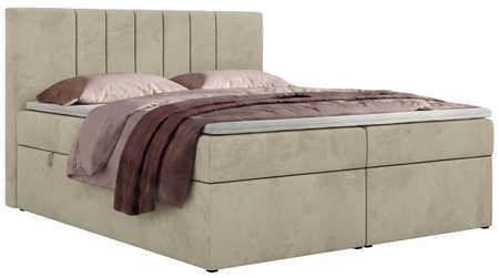 BOXBETT INERO 200/200 - Beige Velvet - Topper Visco - H3 - Beige/Schwarz, Kunststoff/Textil (200/200cm) - MKS