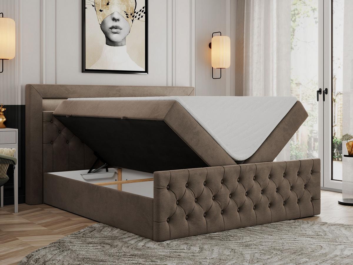 BOXBETT GOLD-9 LED 200/200 Braun Velvet - H4 - Braun, Holz/Textil (200/200cm) - MKS