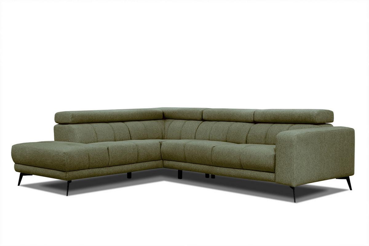 ECKSOFA MORELLO 5-Sitzer, olivgrün - Schwarz/Olivgrün, Holzwerkstoff/Textil (158/269cm) - Wozimo