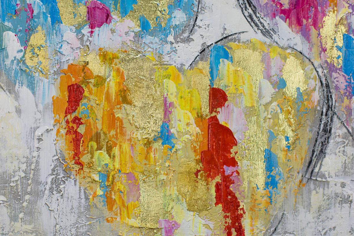 ACRYLBILD HANDGEMALT 60/60 cm - Multicolor/Grau, Holz/Textil (60/60cm) - KUNSTLOFT