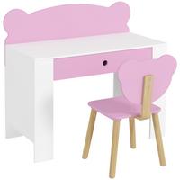 KINDERSCHREIBTISCH Set mit Tischplatte & Schublade Kinder Schreibtisch und Stuhl - Rosa, Holz (41/74.5/80cm) - AIYAPLAY