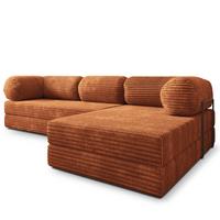 ECKSOFA ETERA modulares Boneless Sofa mit Schlaffunktion Braun Kordstoff - Braun, Textil (270/160cm) - MASSENO