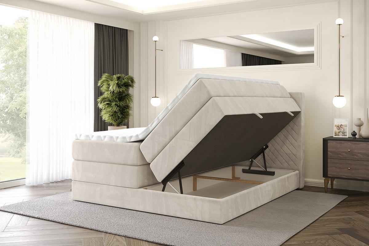 BOXSPRINGBETT mit Matratze H3|H4 und Lattenrost - VEXA KING-120x200 - Beige Casablanca - Beige, Holzwerkstoff (120/200cm) - ALTDECOR