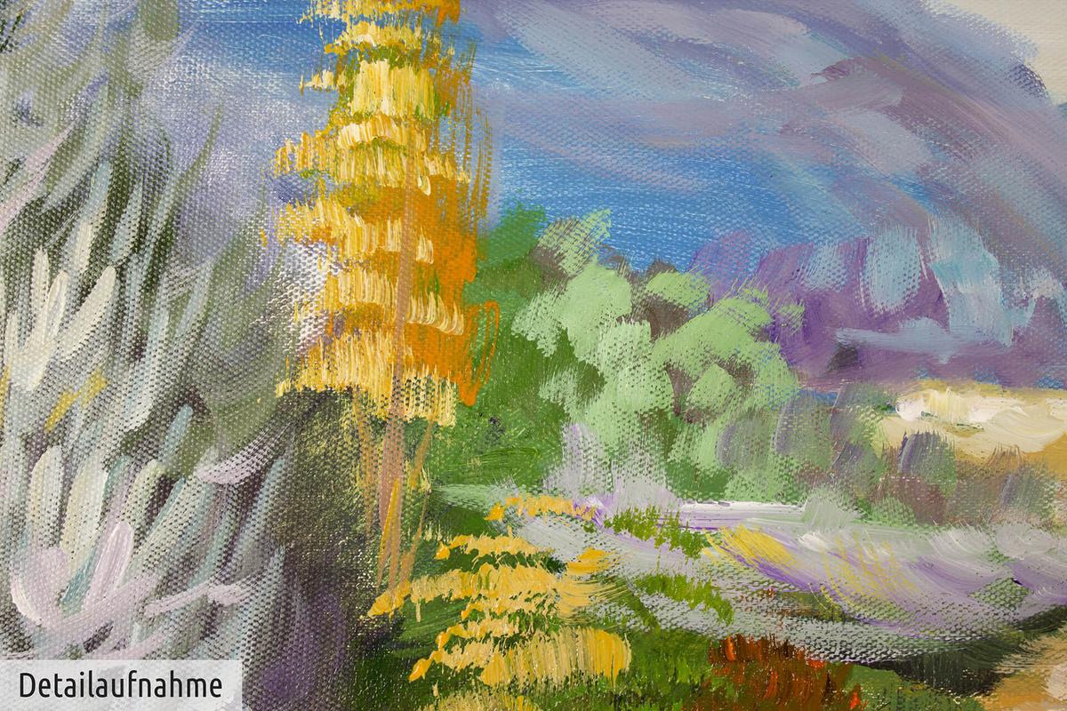 ACRYLBILD HANDGEMALT 90/60 cm - Lila, Holz/Textil (90/60cm) - KUNSTLOFT