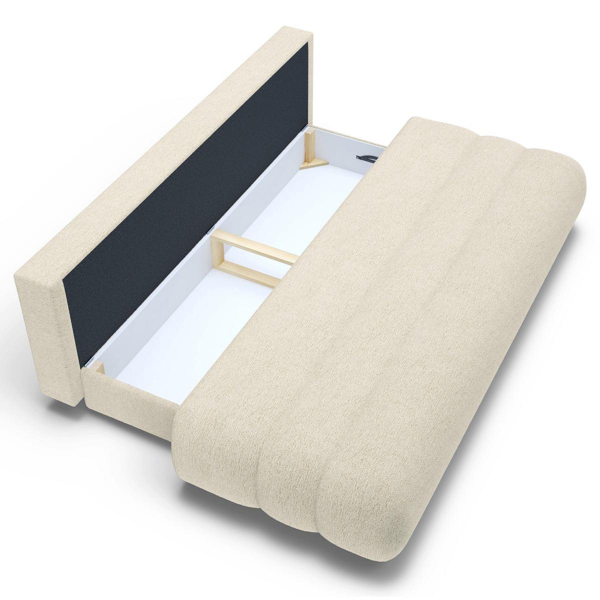 SCHLAFSOFA Arione 214 cm - Creme/Schwarz, Kunststoff/Textil (214/74/104cm) - Selsey
