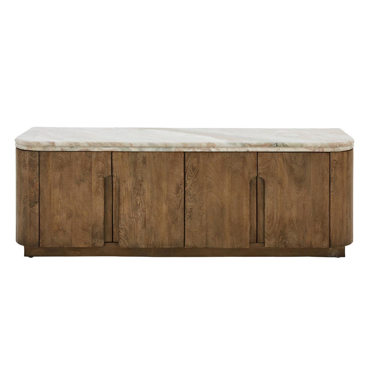 TV-SCHRANK aus Massivholz und Marmor 146/48/42 cm - Beige, Holz (42/48/12cm) - Signature