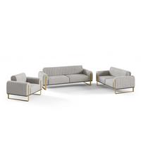 SOFASET Valerie 3-2-1 - Hellgrau, Holzwerkstoff/Textil (228/79/90cm) - Fun Möbel