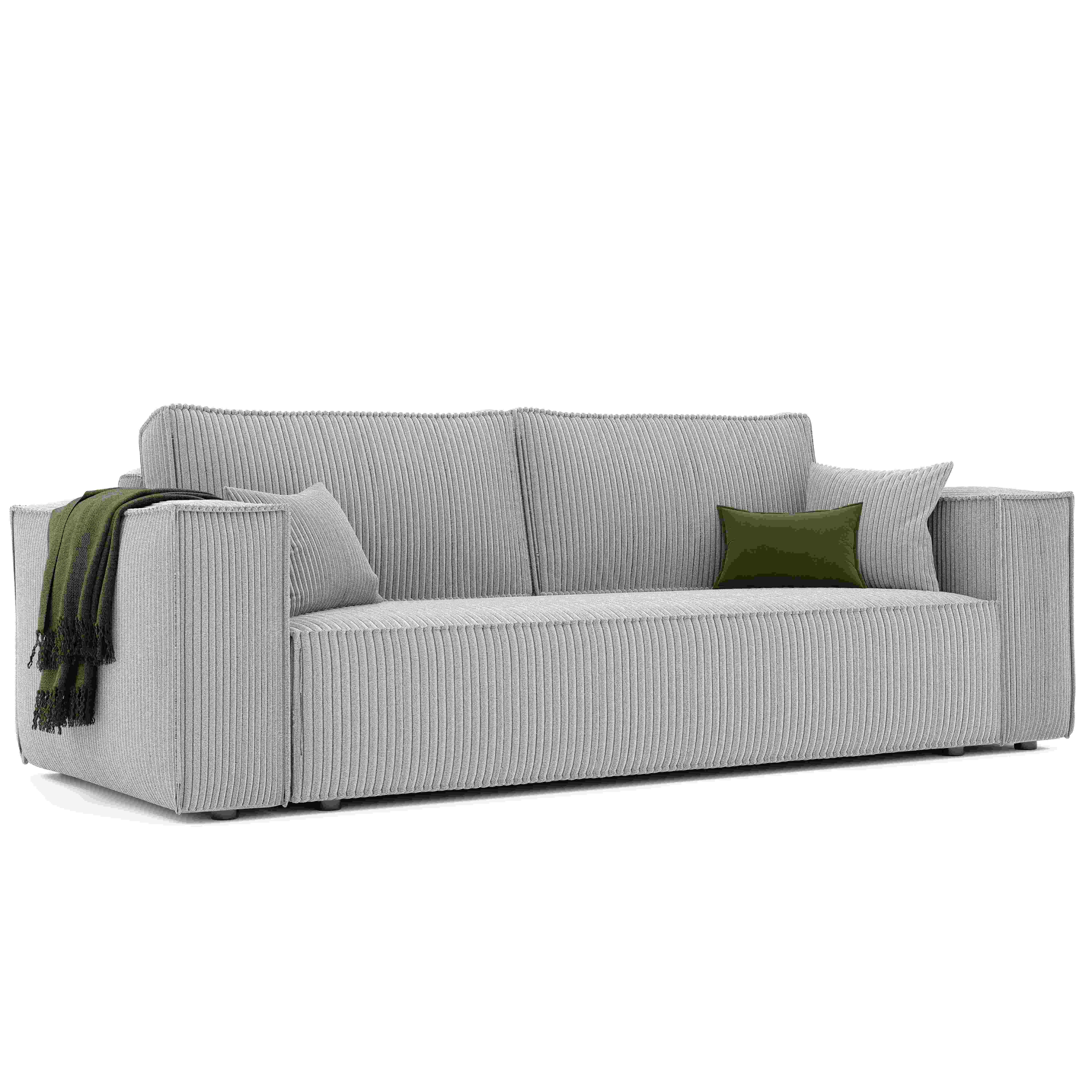 SOFA mit Schlaffunktion und Bettkasten, Hellgrau - Hellgrau/Grau, Holzwerkstoff/Textil (240/84/105cm) - Idohome