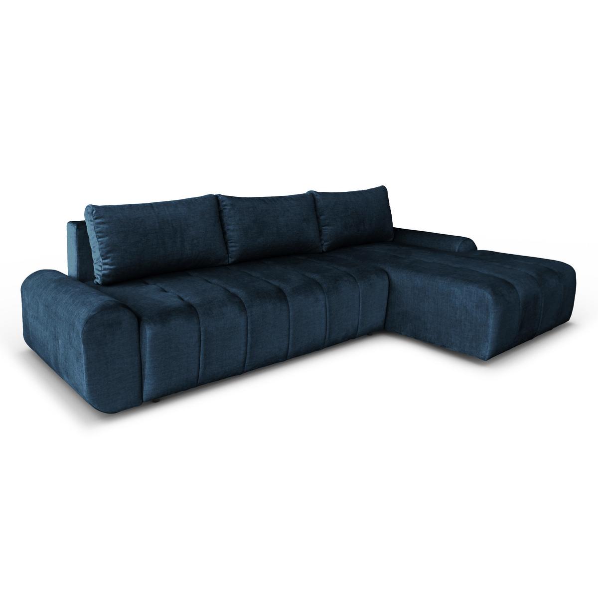 ECKSCHLAFSOFA Costa L Dunkelblau rechts - Schwarz/Dunkelblau, Kunststoff/Textil (290/169cm) - Beautysofa