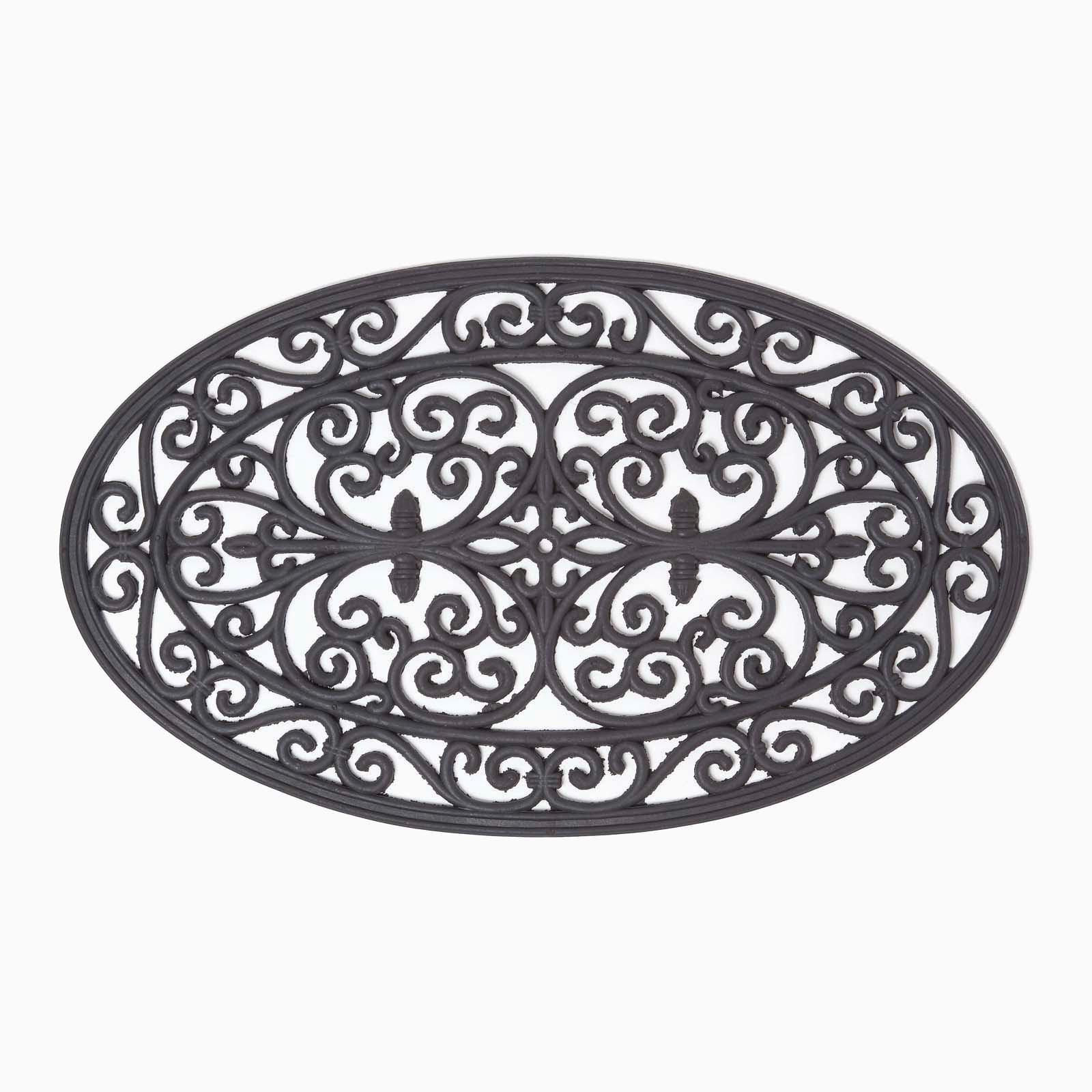 FUSSMATTE Ornament oval, Gummi 44/70 cm - Schwarz, Naturmaterialien (44/70cm) - Homescapes