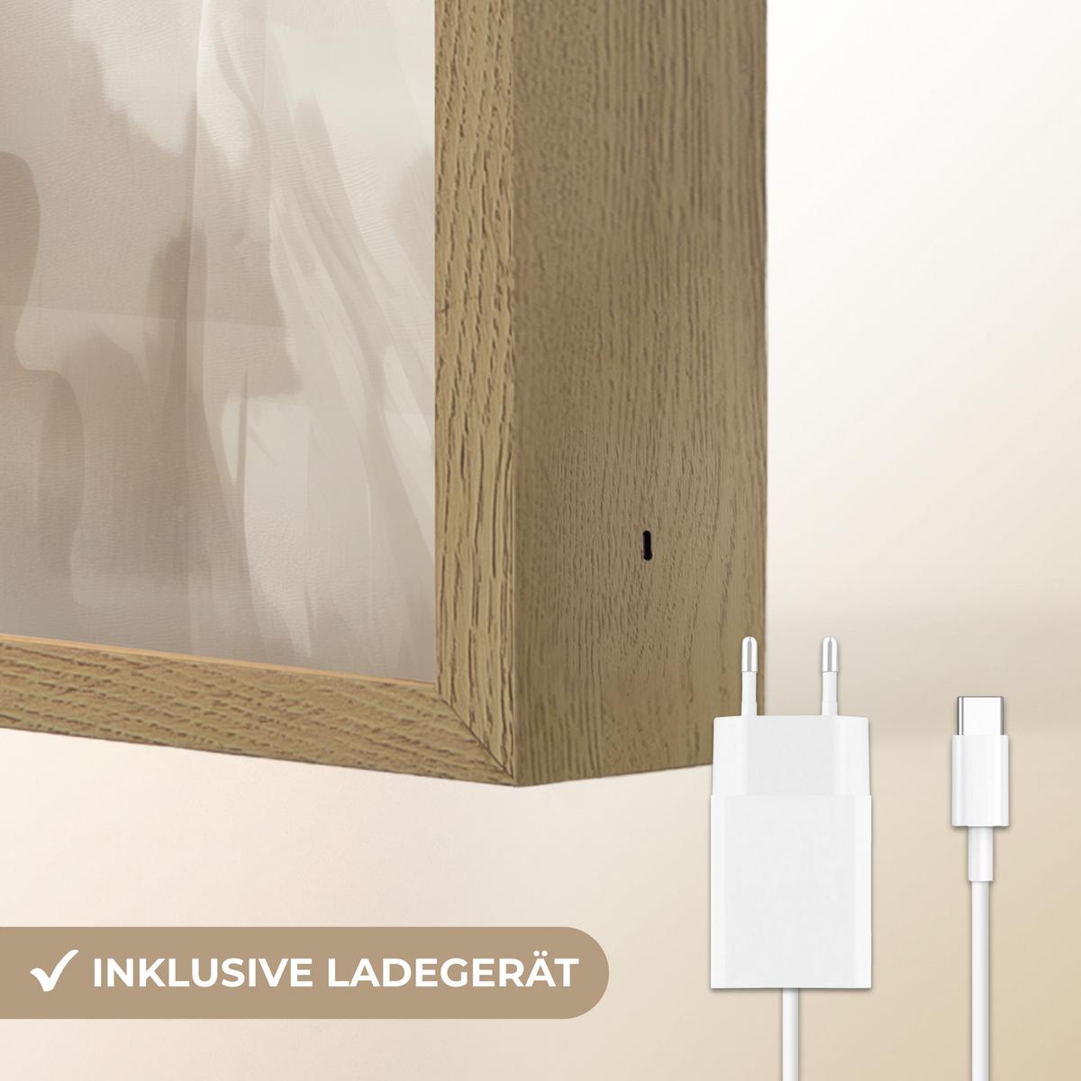 WANDLEUCHTE MIT AKKU Blume - Beige - Farbe - Schatten 40x30 cm - Beige, Holzwerkstoff (40/30/8cm) - OnlyWow