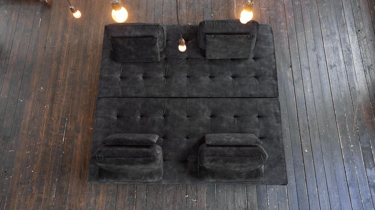 ECKSOFA WIOLO Anthrazit Velvet - Anthrazit/Silberfarben, Textil/Metall (350/240cm) - KAWOLA