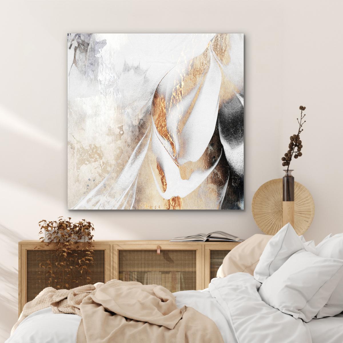 METALLBILD Luxus - Abstrakt - Gold - Weiß 90x90 cm - Goldfarben, Metall (90/90cm) - MuchoWow
