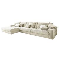 ECKSOFA XL LANA Cremeweiß Cord - Creme/Schwarz, Textil (416/205cm) - KAWOLA