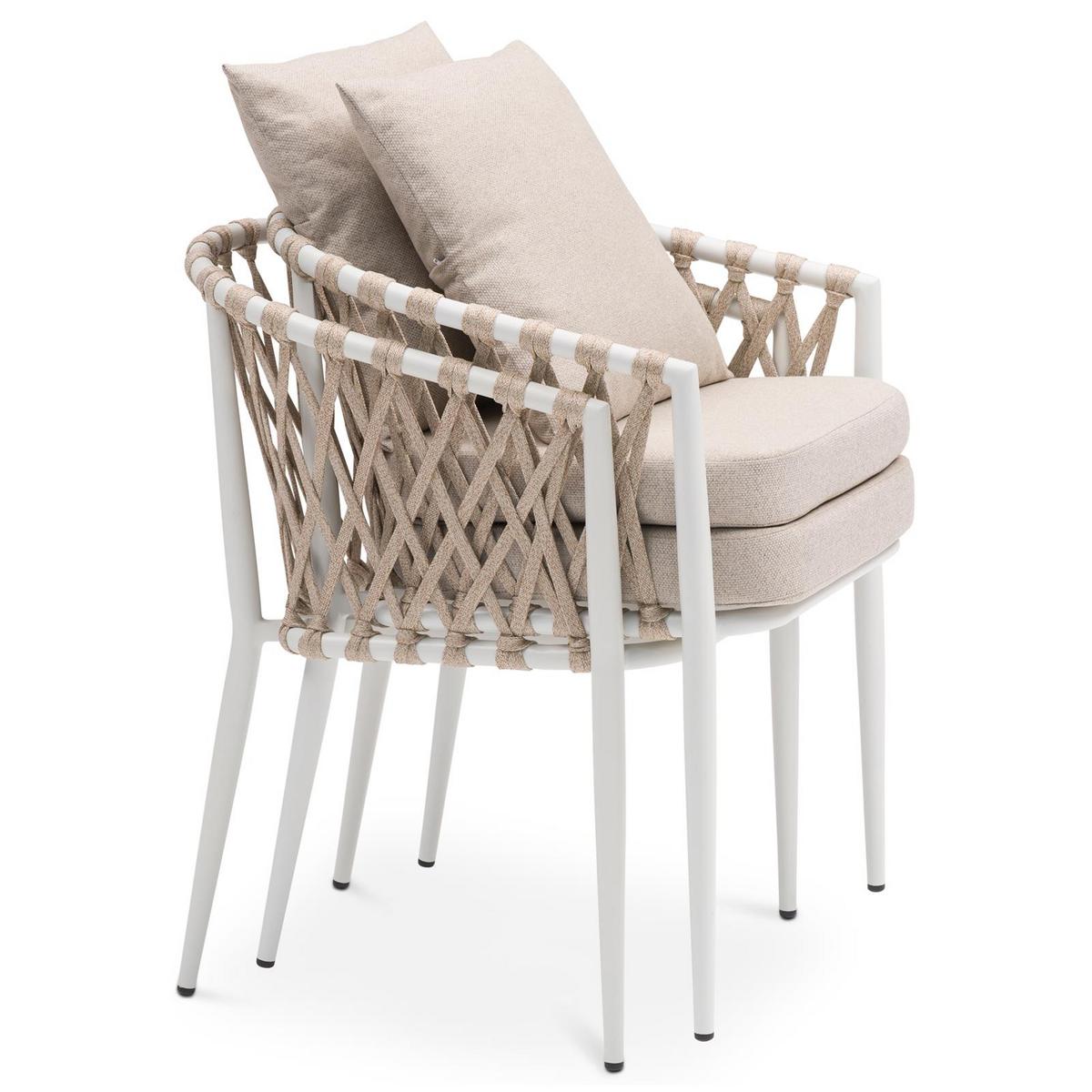 GARTENSTUHL SUNNY 6ER-SET - Weiß, Textil/Metall (56/75/62cm) - IDIMEX