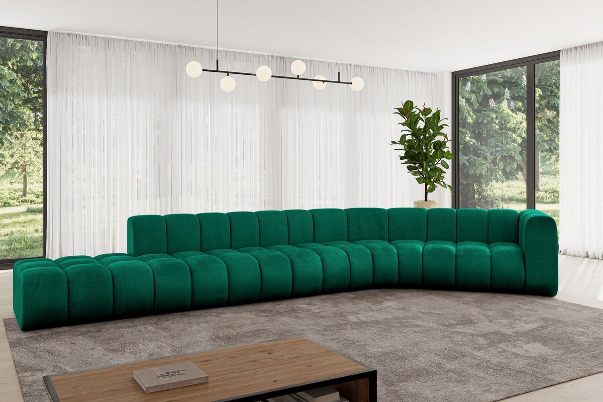 ECKSOFA modulares Sofa Tilmo-L2 - 490x194x70 cm Grün - Dunkelgrün, Holzwerkstoff/Textil (490/194cm) - ALTDECOR