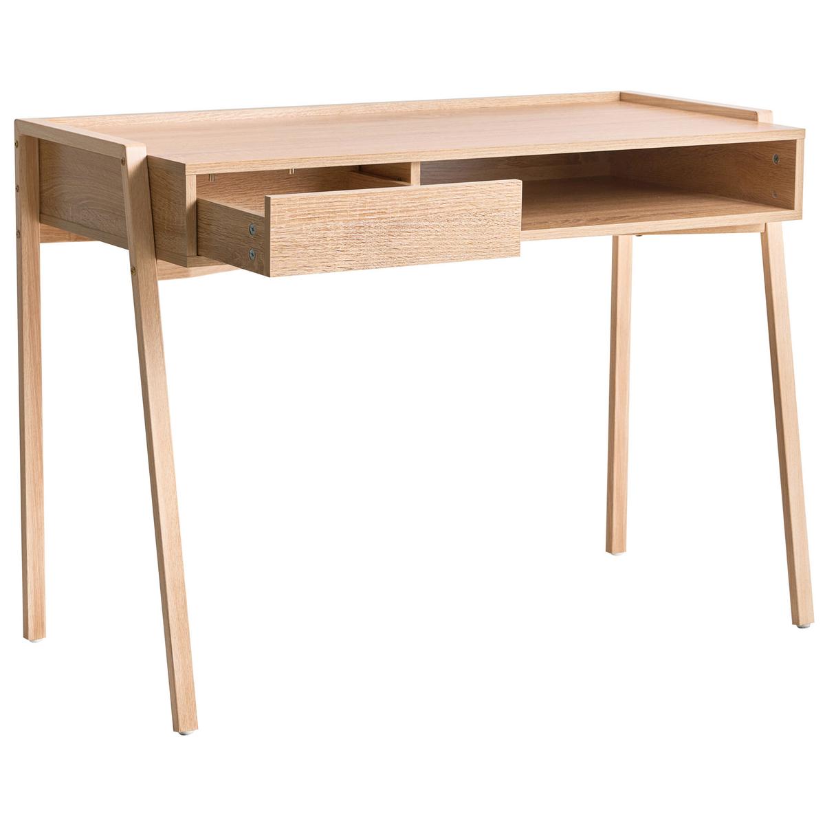 SCHREIBTISCH 107/48 cm Hellbraun Kofoten - Hellbraun/Braun, Holzwerkstoff/Metall (48/107/76cm) - Beliani