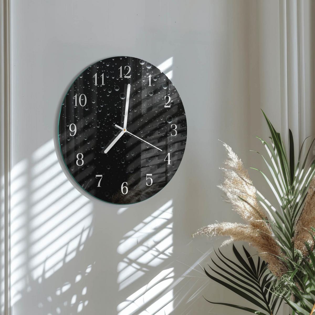 WANDUHR aus Glas Ø30 cm - Tropfen - Schwarz, Glas (30/30/0.4cm) - TULUP