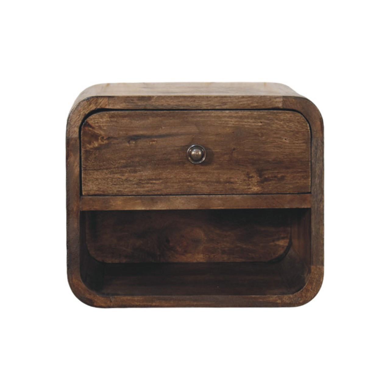NACHTTISCH Abgerundet mit einer Schublade - Dunkelbraun/Messingfarben, Holz/Metall (30/25/25cm) - Artisan Furniture