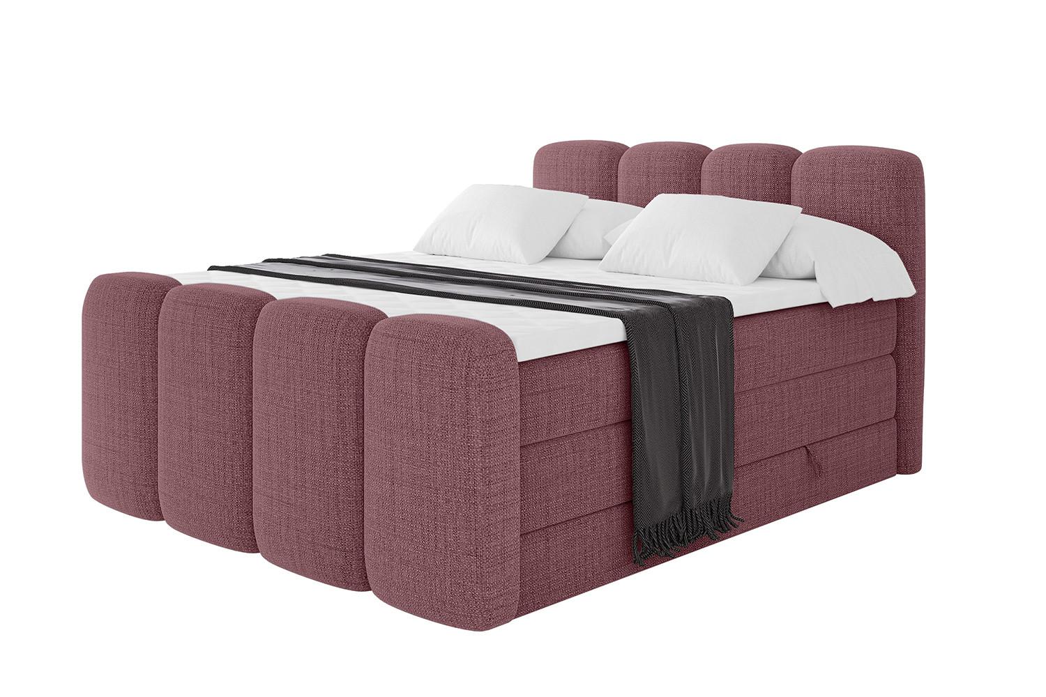 BOXBETT mit Matratze H3|H4 und Lattenrost - NINA-Z KING - 180x200 cm Aragon - Altrosa - Pink, Holzwerkstoff (180/200cm)