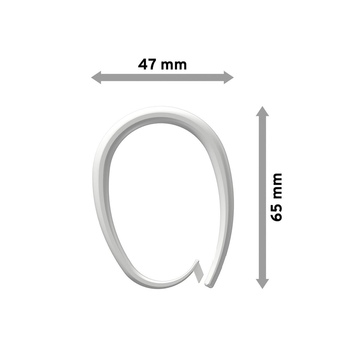 DUSCHVORHANGRINGE verschließbar 65/49 mm für Duschvorhangstange / Spannstange, Weiß, Packung 10 Stück - Weiß, Kunststoff (35cm) - INTERDECO