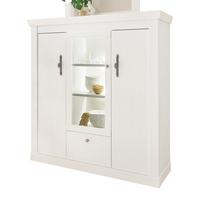 HIGHBOARD weiß Pinie Landhaus, Anrichte mit Soft-Close und Beleuchtung - Weiß, Holzwerkstoff/Kunststoff (141/146/45cm) - Furn.Design