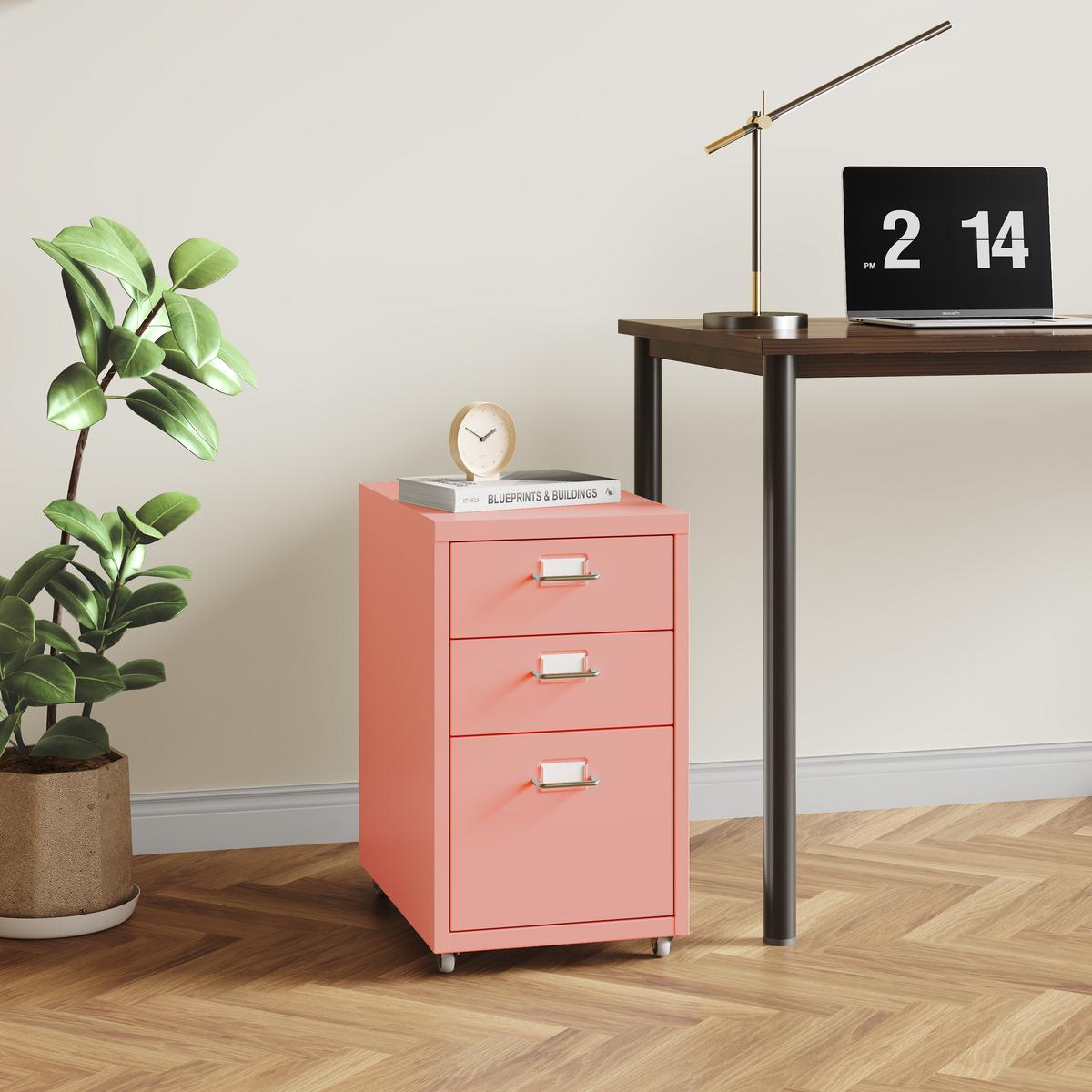 ROLLCONTAINER Kökar - Pink, Metall (28/48/41cm) - [en.casa]