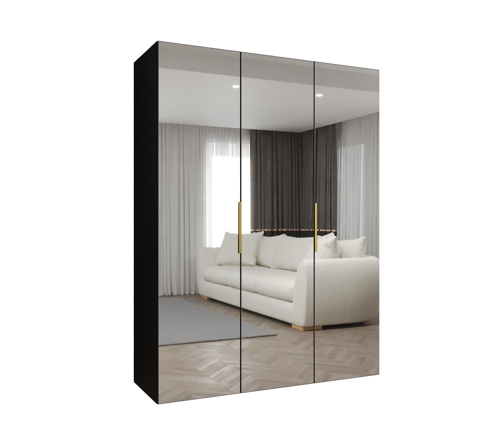 DREHTÜRENSCHRANK 202/150/52 3-türig - Goldfarben/Schwarz, Holz (150/202/52cm) - MÖBEL KRYSPOL