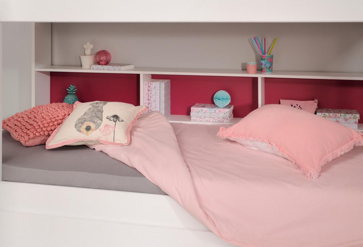 ETAGENBETT mit Bettschubkasten Jugendzimmer Hochbett 2x Liegefläche 90 x 200 cm - Blau/Pink, Holz/Holzwerkstoff (90/200cm) - Parisot Meuble