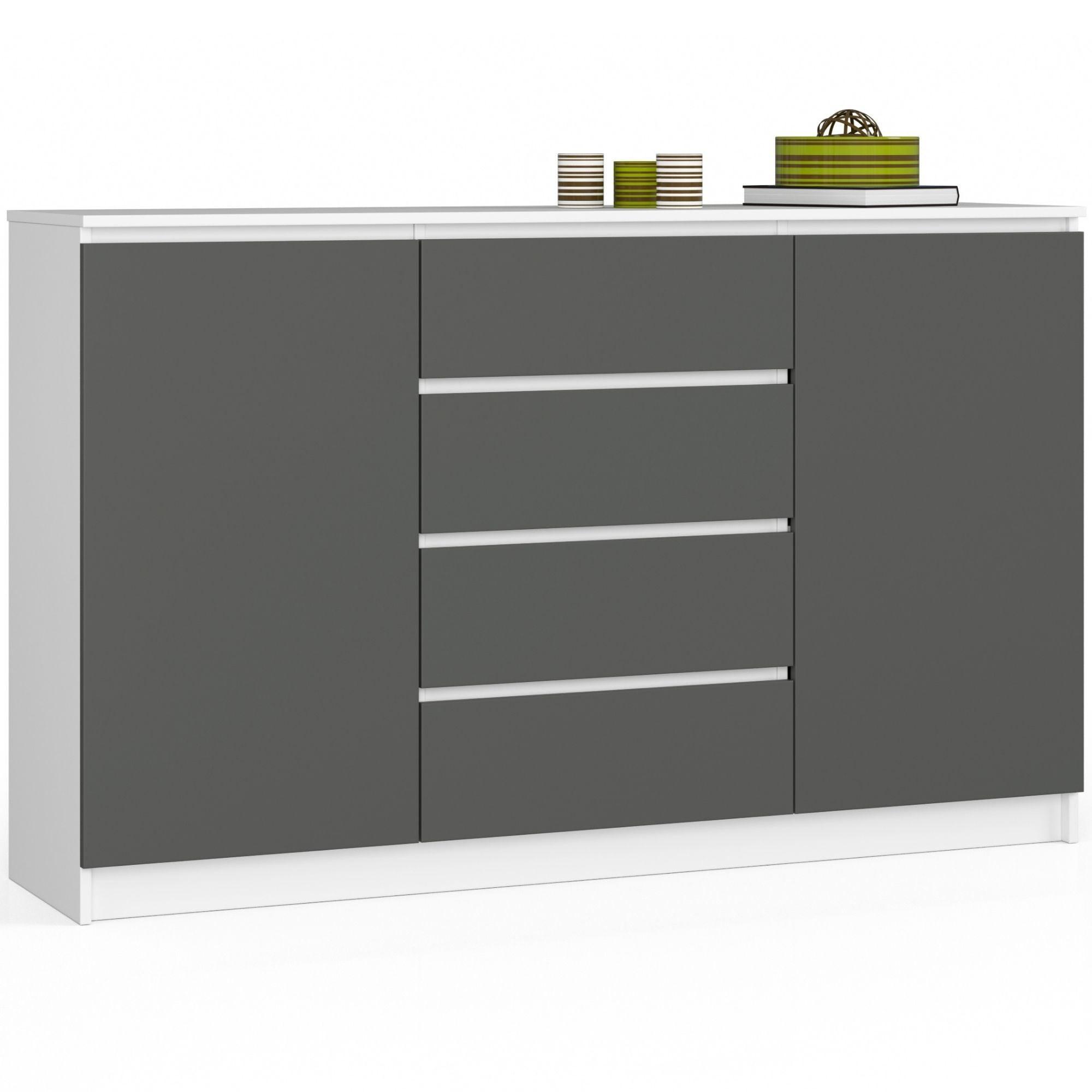 KOMMODE Weiß, Graphit Grau 99/160/40 - Weiß, Holzwerkstoff (160/99/40cm) - RAUMHIRSCH FURNITURE