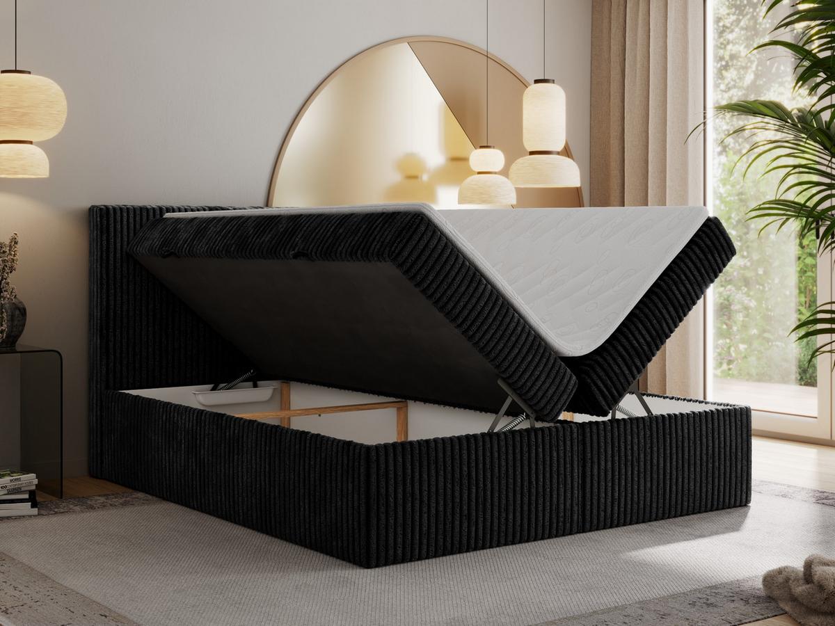 BOXBETT TILIANO 140/200 - Schwarz Cord - H3 - Schwarz, Textil (140/200cm) - MKS