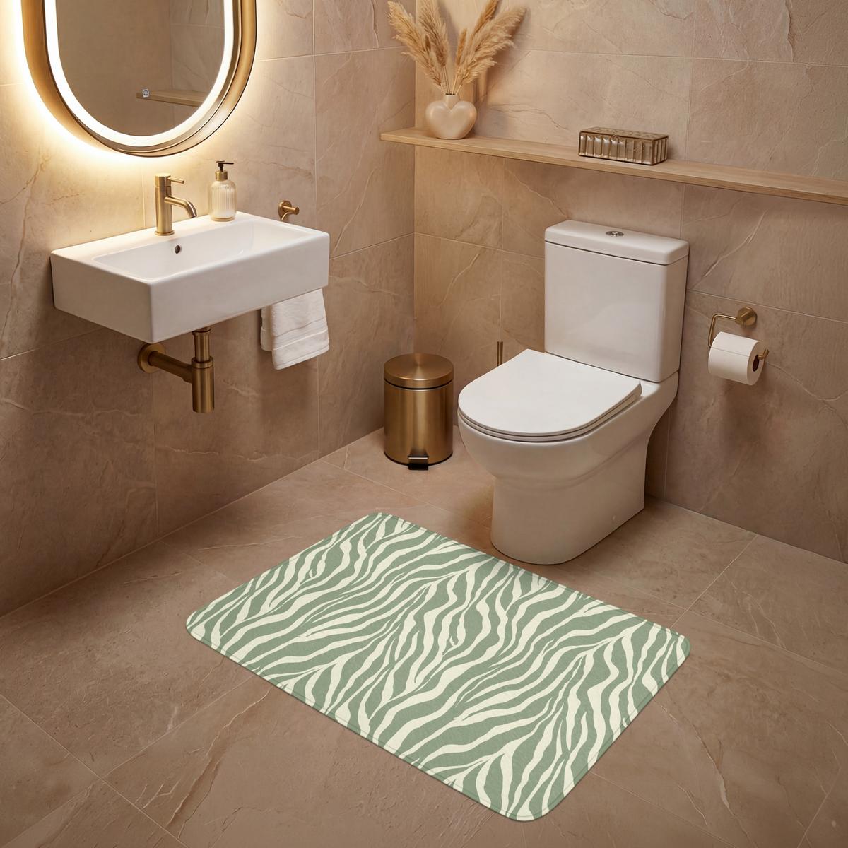 WC-VORLEGER Zebra - Motiv - Grün Toilettenteppich 90x60 cm - Salbeigrün, Textil (90/1cm) - OnlyWow