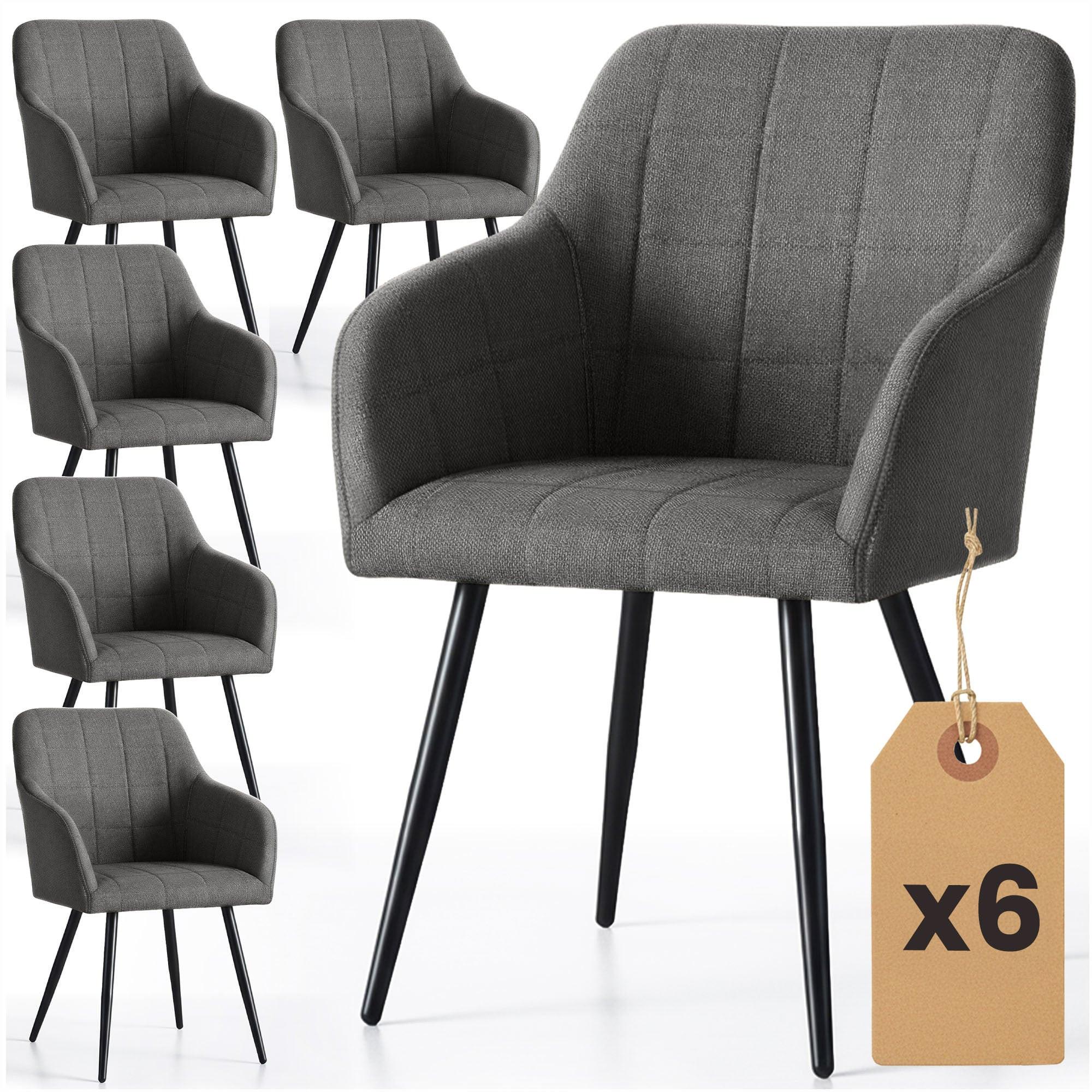 POLSTERSTUHL 6er Set, Metallbeine Graphit, Schwarz, x 54/82/58 - Schwarz, Textil (54/82/51cm) - RAUMHIRSCH FURNITURE