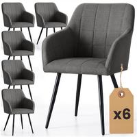 POLSTERSTUHL 6er Set, Metallbeine Graphit, Schwarz, x 54/82/58 - Schwarz, Textil (54/82/51cm) - RAUMHIRSCH FURNITURE