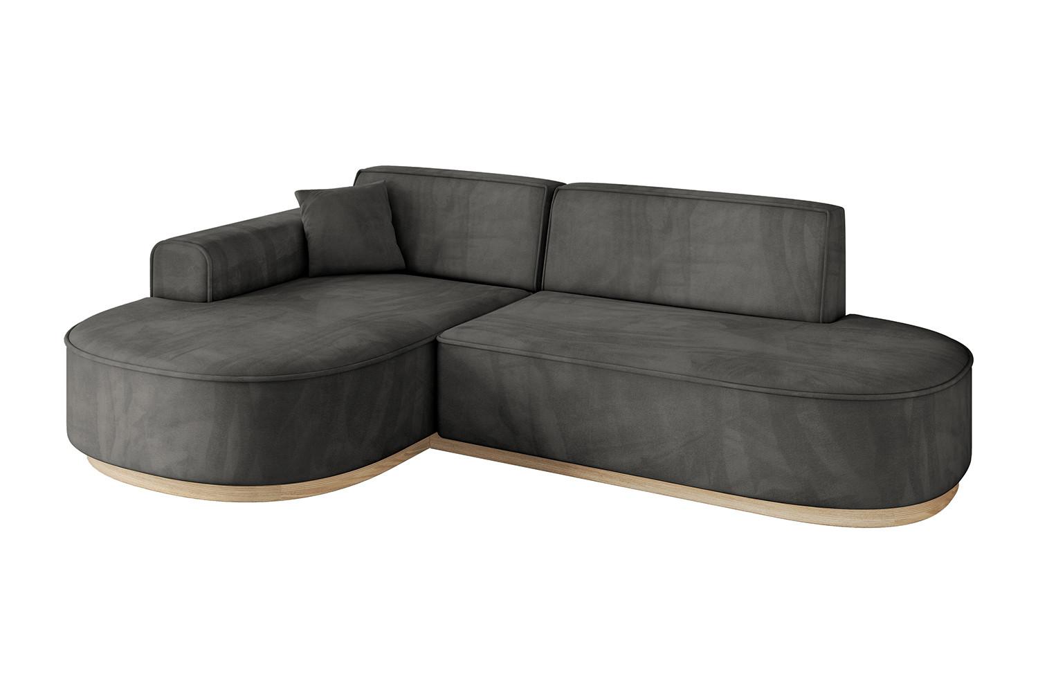 ECKSOFA Ottomane Links MARI-L1-v1 - 243x171x83 cm Dunkelgrau Velours - Dunkelgrau, Holzwerkstoff/Textil (243/171cm) - ALTDECOR